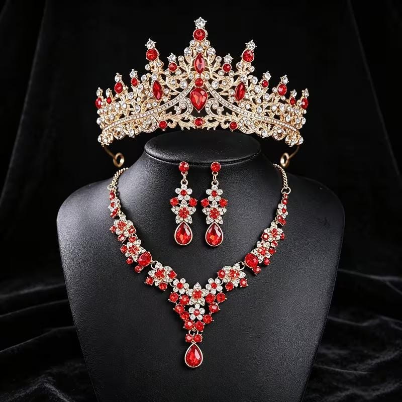 Majestic Silvertone/Clear Rhinestone. 3 piece Tiara Set for your Halloween Queen/Princess, detail 3