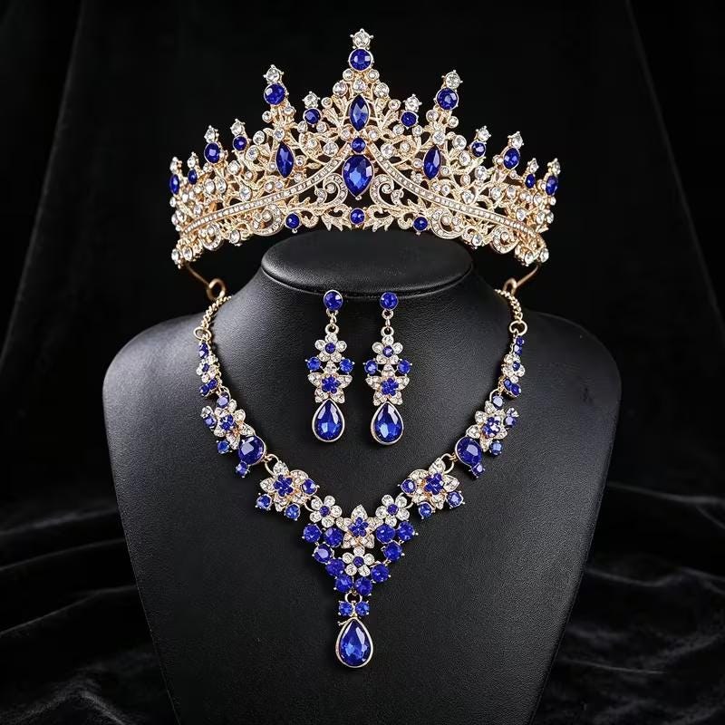 Majestic Silvertone/Clear Rhinestone. 3 piece Tiara Set for your Halloween Queen/Princess, detail 5