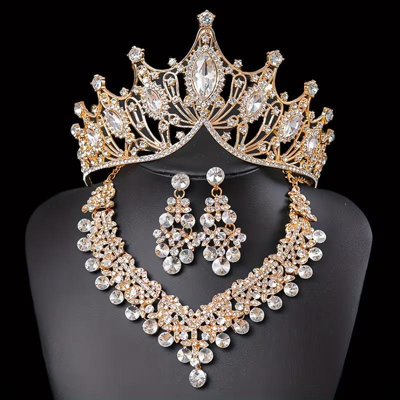 A Glorious Cathedral Style ensemble consisting of a Sparkling Tiara, Necklace, & Earrings. A Royal Halloween accessory., detail 2