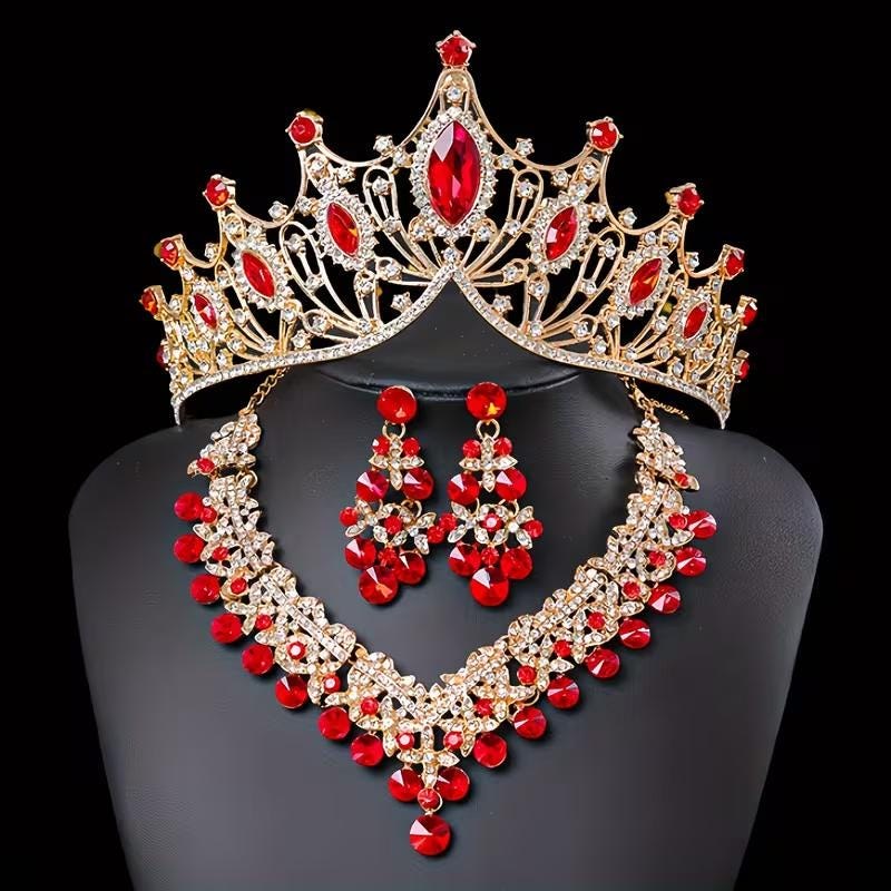 A Glorious Cathedral Style ensemble consisting of a Sparkling Tiara, Necklace, & Earrings. A Royal Halloween accessory., detail 3