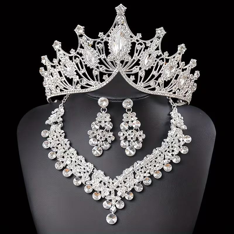 A Glorious Cathedral Style ensemble consisting of a Sparkling Tiara, Necklace, & Earrings. A Royal Halloween accessory., detail 4