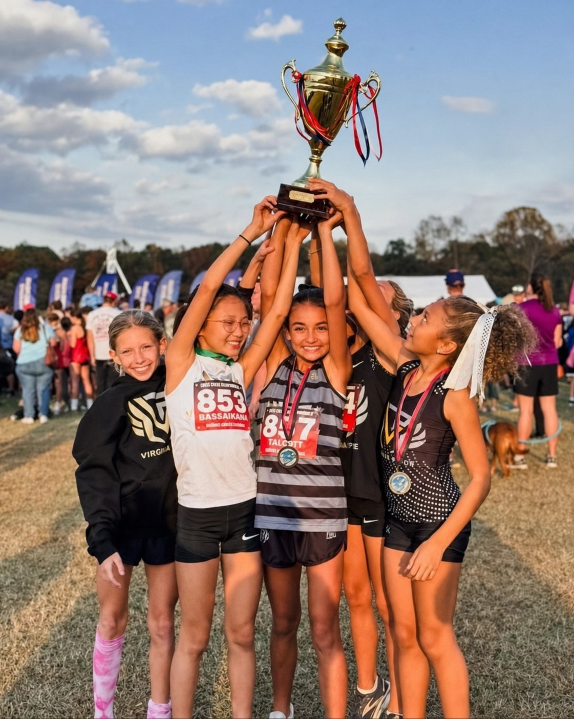 Virginia Pride athletes together at a cross-country event