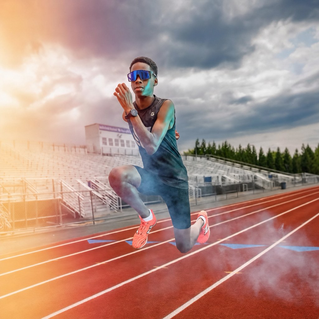 Virginia Pride athlete sprinting at the track