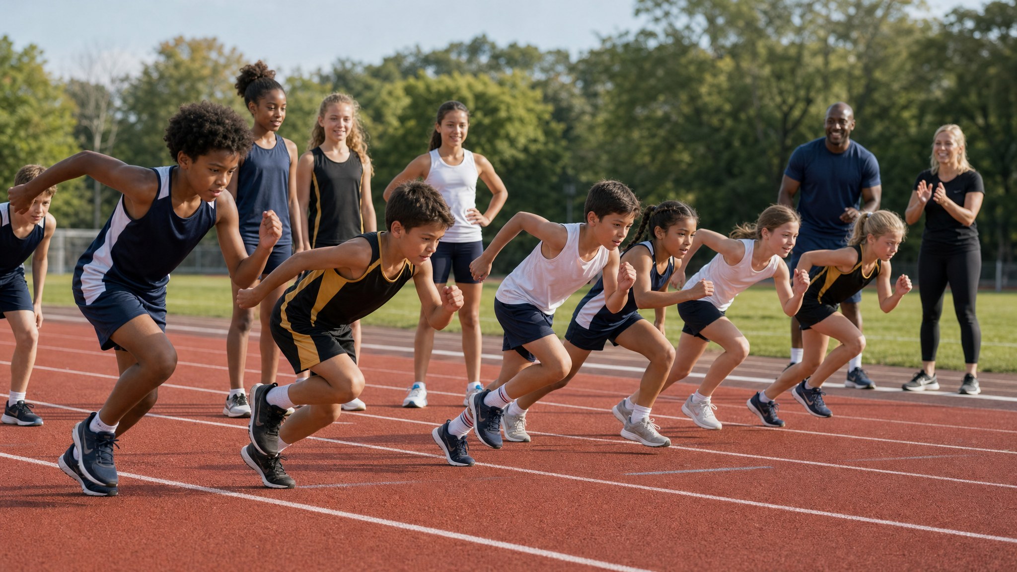 Young Virginia Pride athletes preparing for a track session