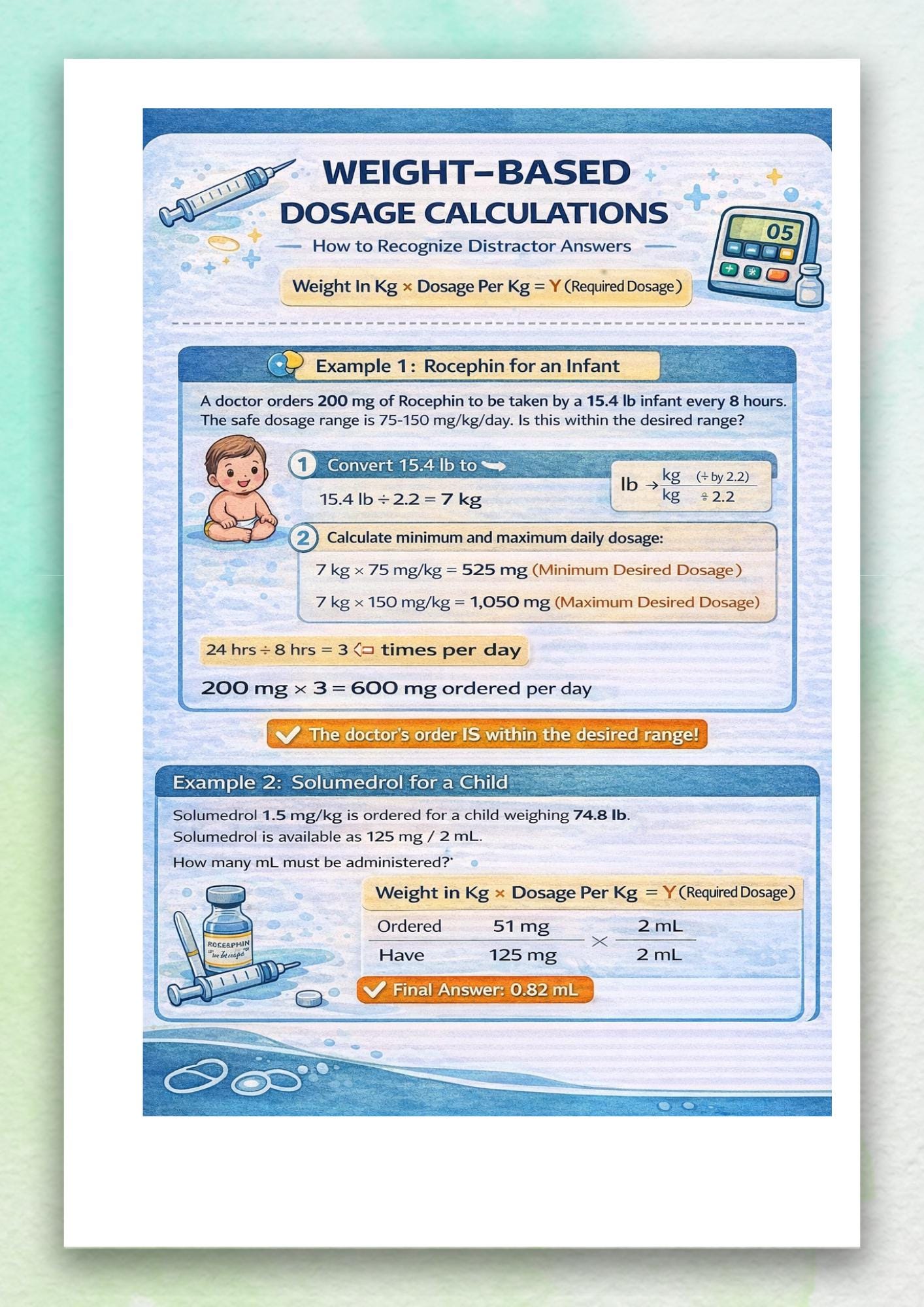 Dosage Calculator Conversion Chart - Medical Nursing Student Study Guide Reference Tool Made Easy, guide preview 2