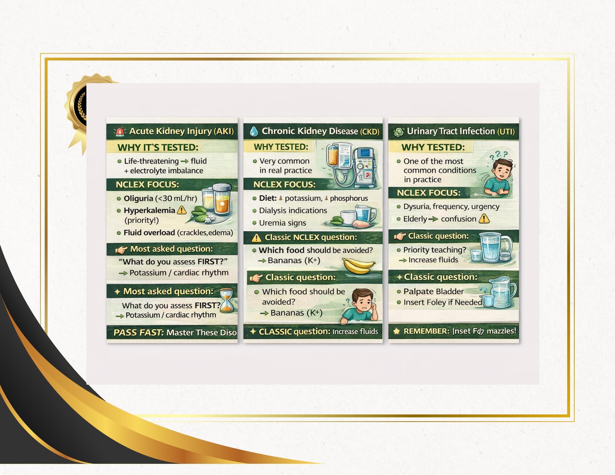 NCLEX GU System Study Guide | Nursing Infographics Bundle Sheets for Genitourinary Exam Prep, guide preview 2