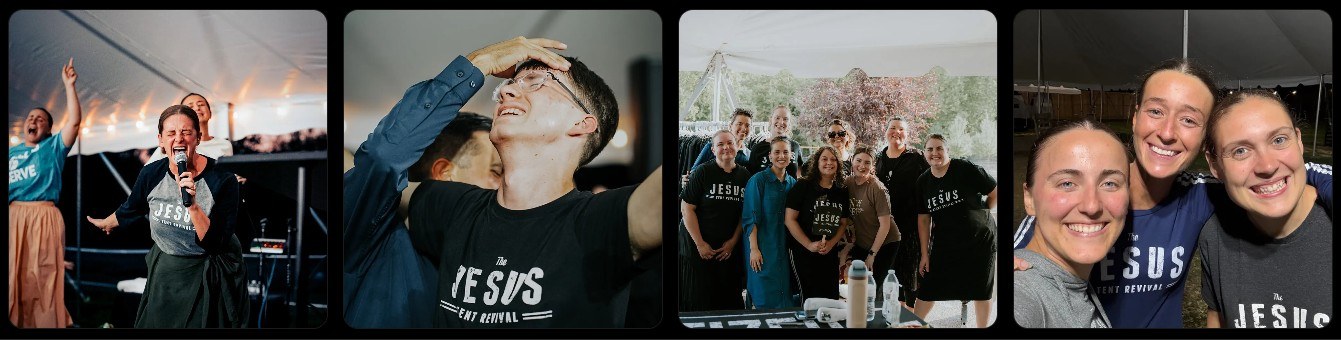 Jesus Tent Revival worship, fellowship, and volunteer moments