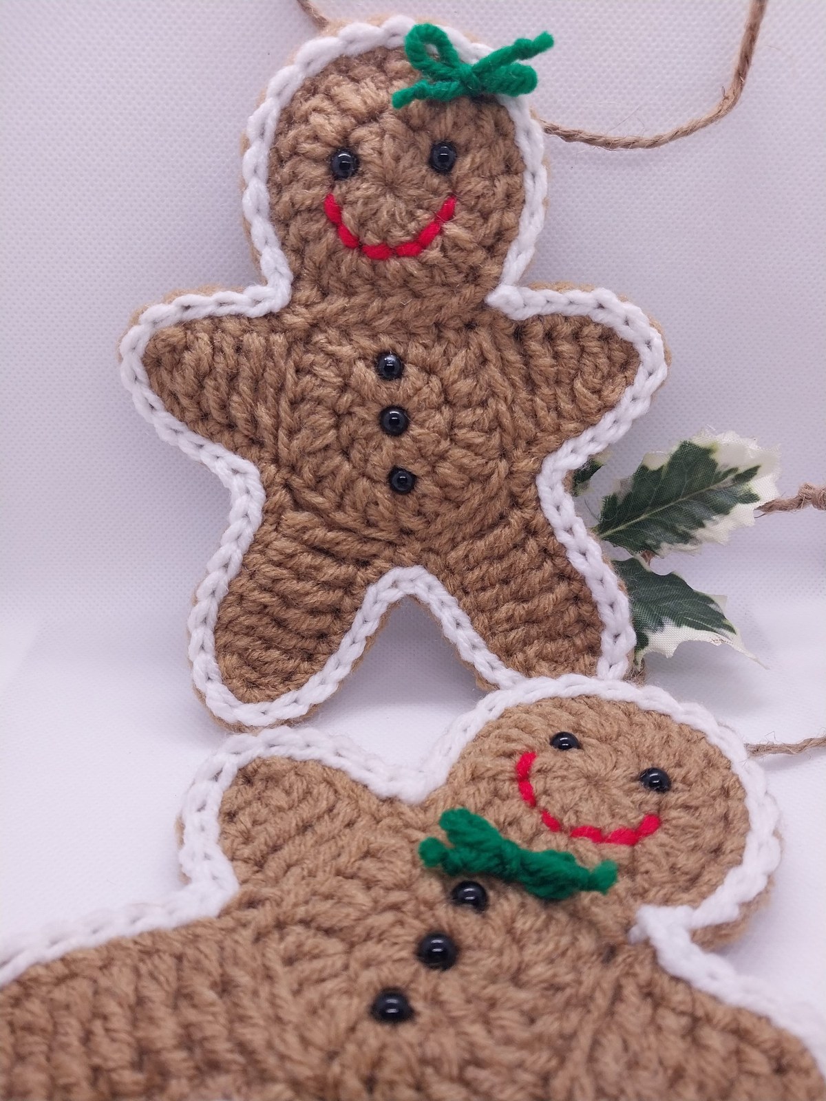 Handmade Crocheted Gingerbread Man Christmas Ornament: Car Charm Decor