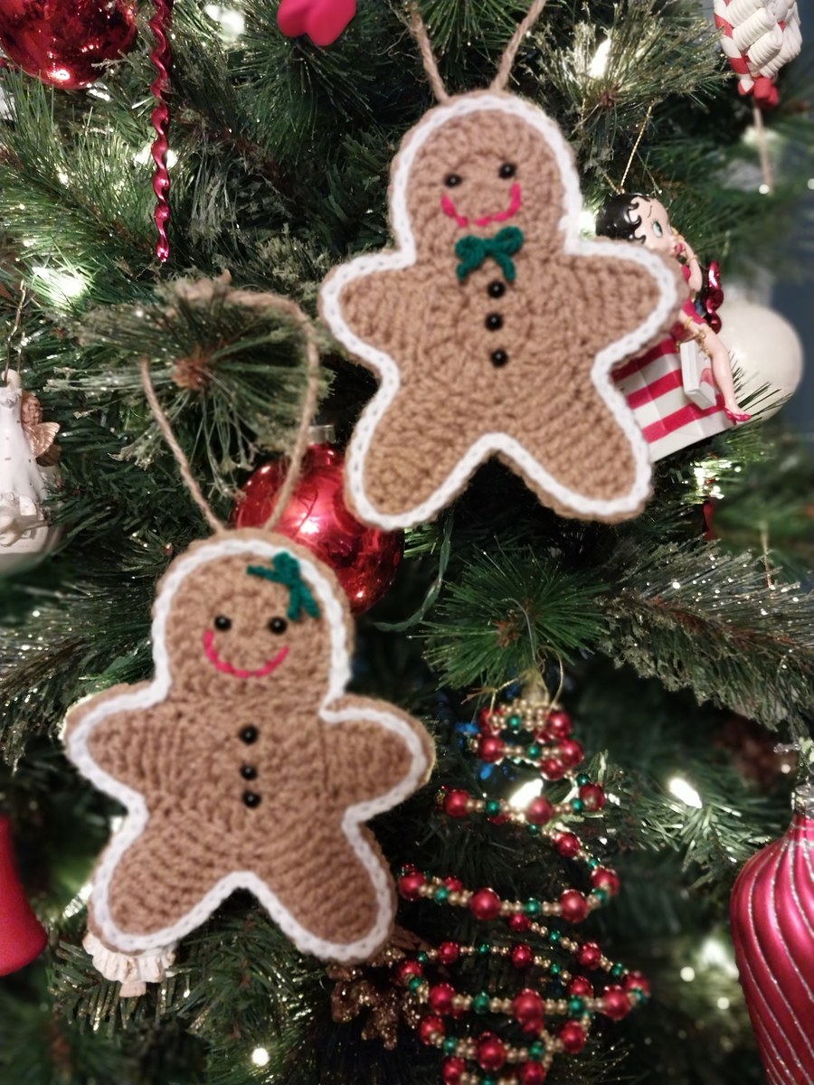 Handmade Crocheted Gingerbread Man Christmas Ornament: Car Charm Decor, view 2