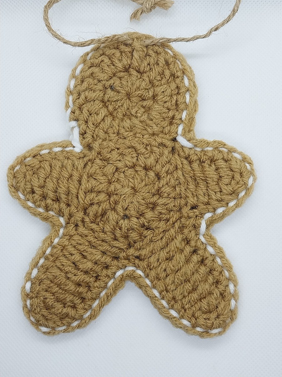 Handmade Crocheted Gingerbread Man Christmas Ornament: Car Charm Decor, view 5