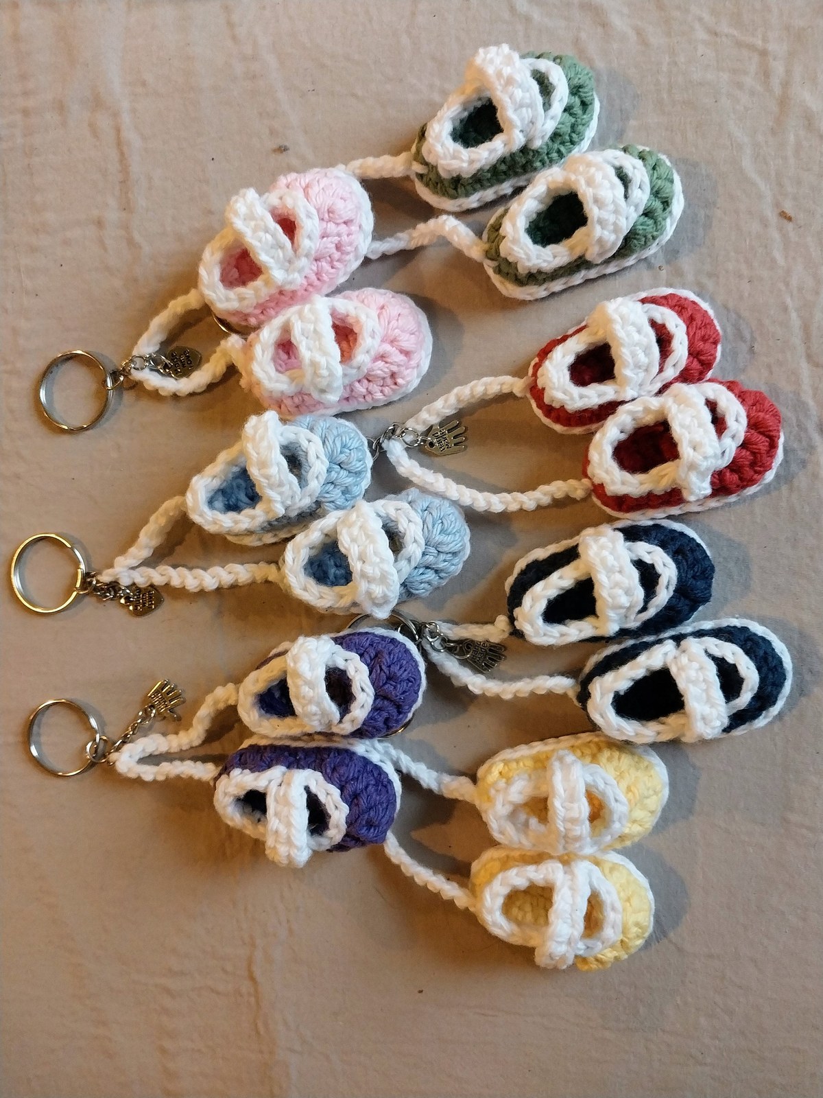 Crochet Baby Shoe Keychain, Cotton Mini Shoes