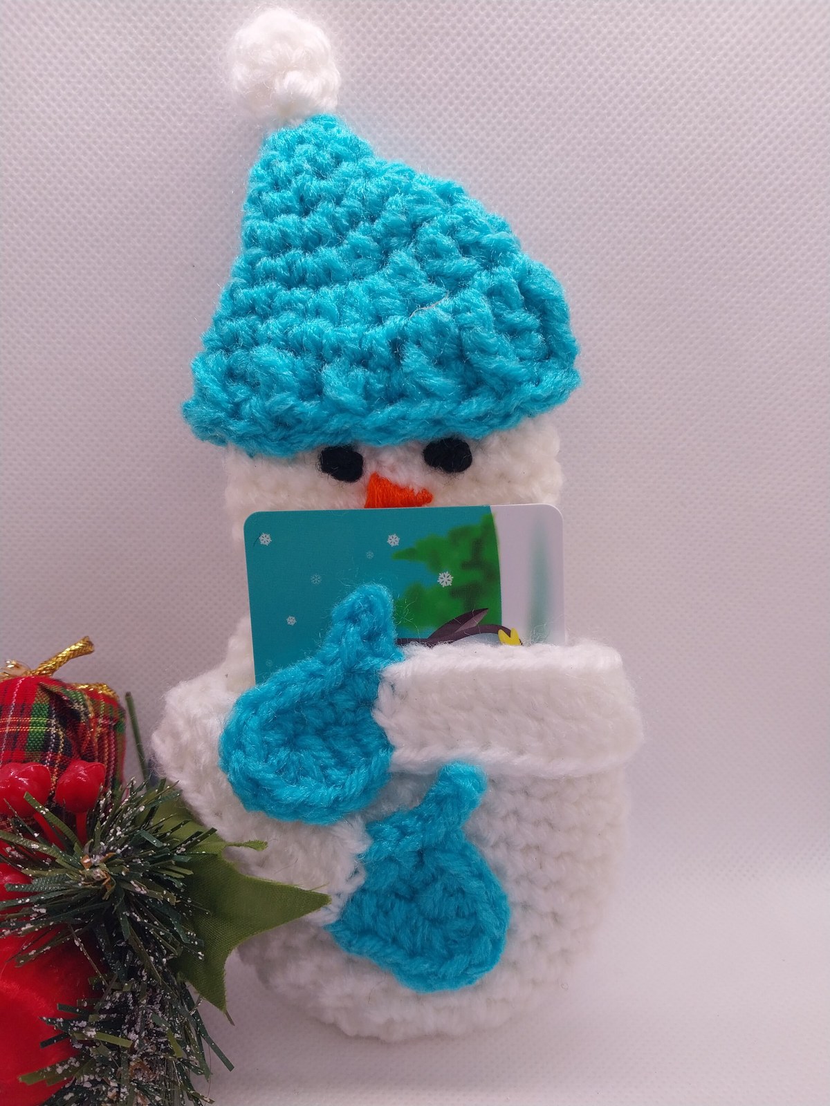 Whimsical snowman gift card holder