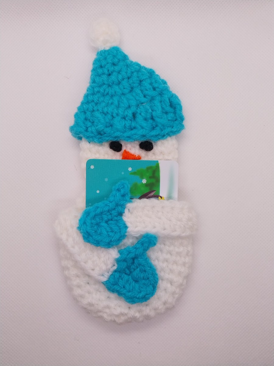 Whimsical snowman gift card holder, view 2