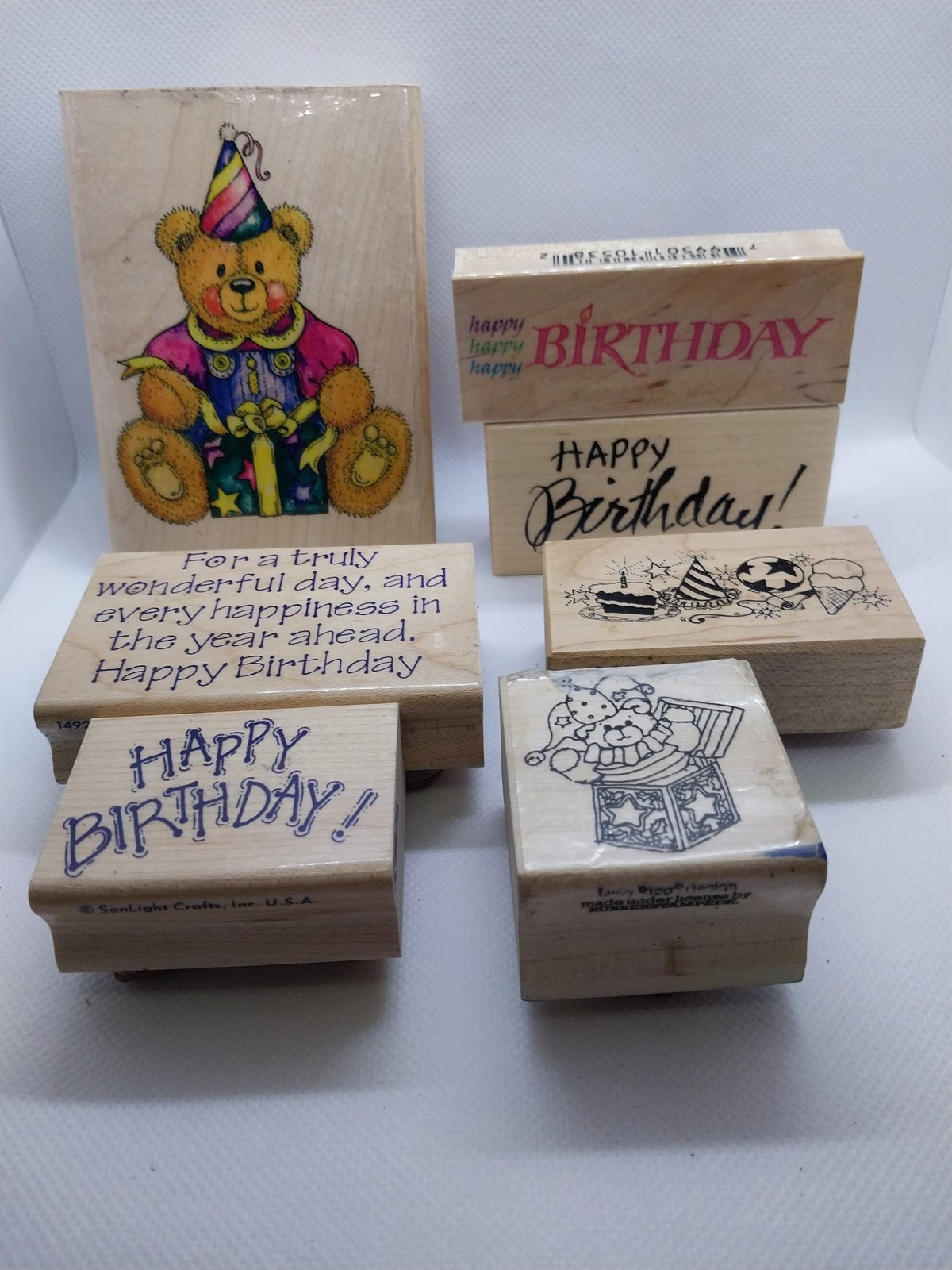 Birthday Rubber Stamp Blocks: Bear & Sayings