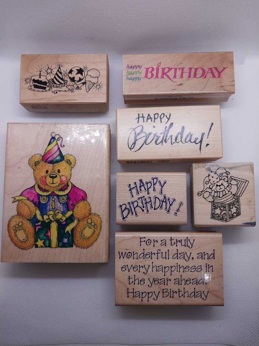 Birthday Rubber Stamp Blocks: Bear & Sayings, view 2