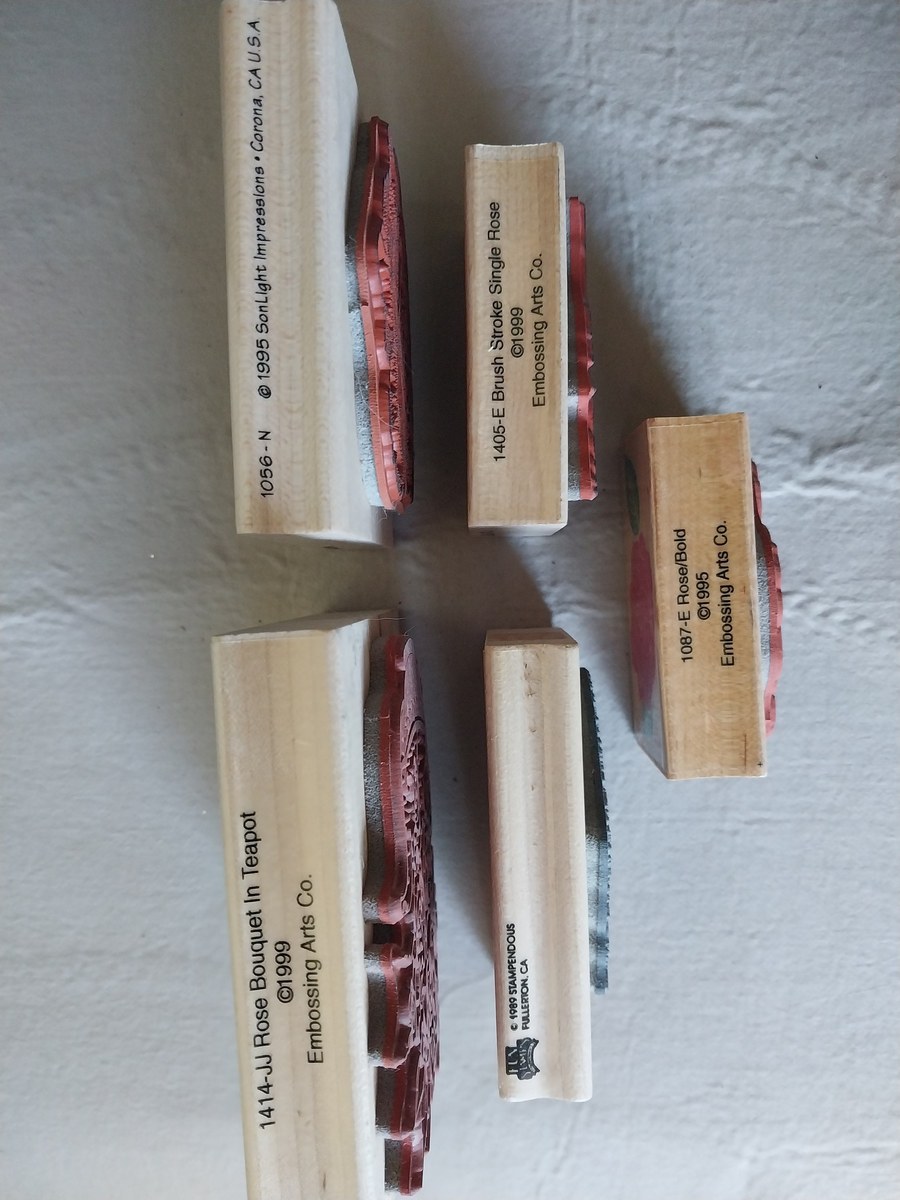 Rose themed Rubber stamp wood blocks, view 3