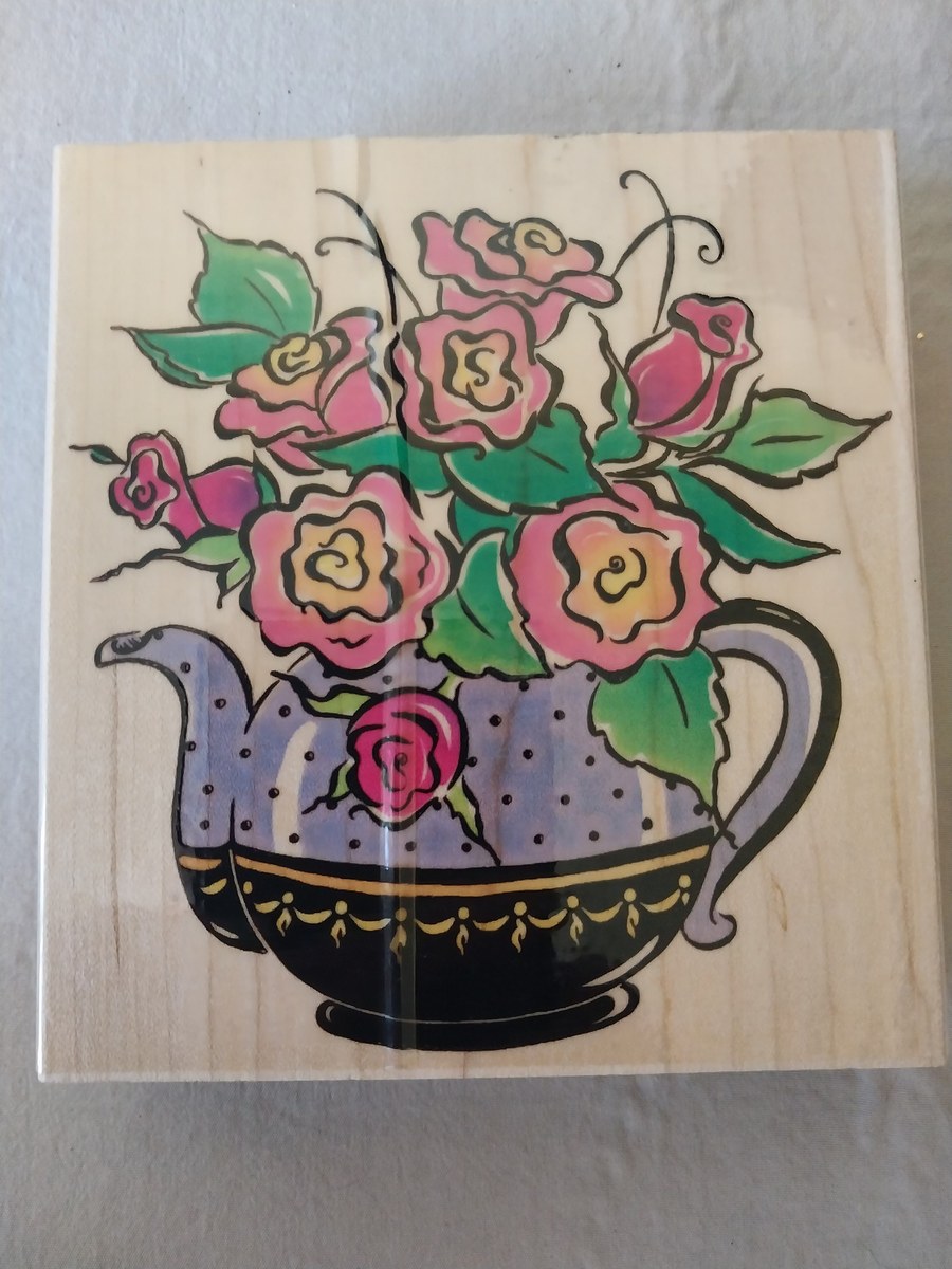 Rose themed Rubber stamp wood blocks, view 5