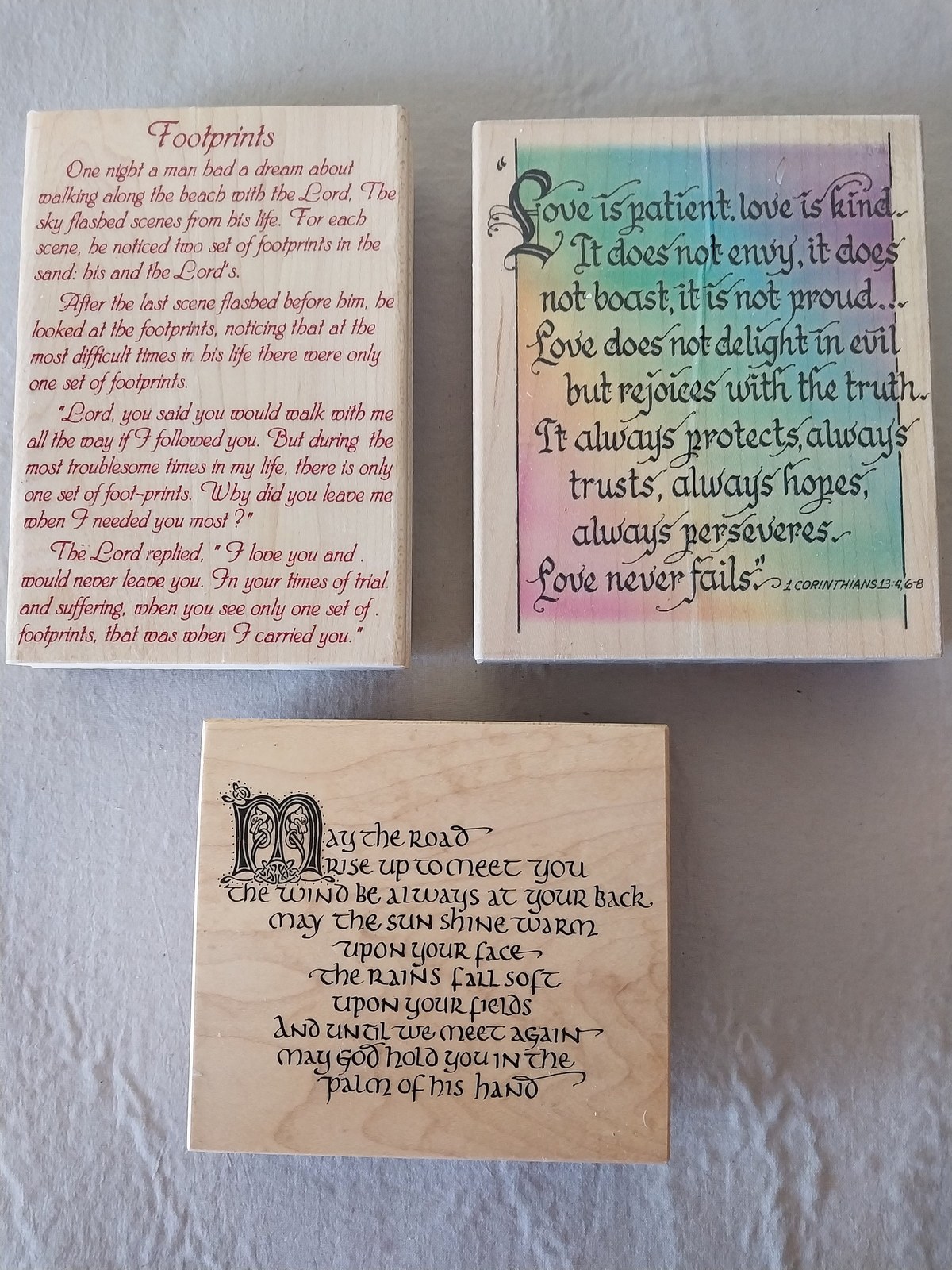 Encouraging messages, sayings, rubber stamps, wood blocks