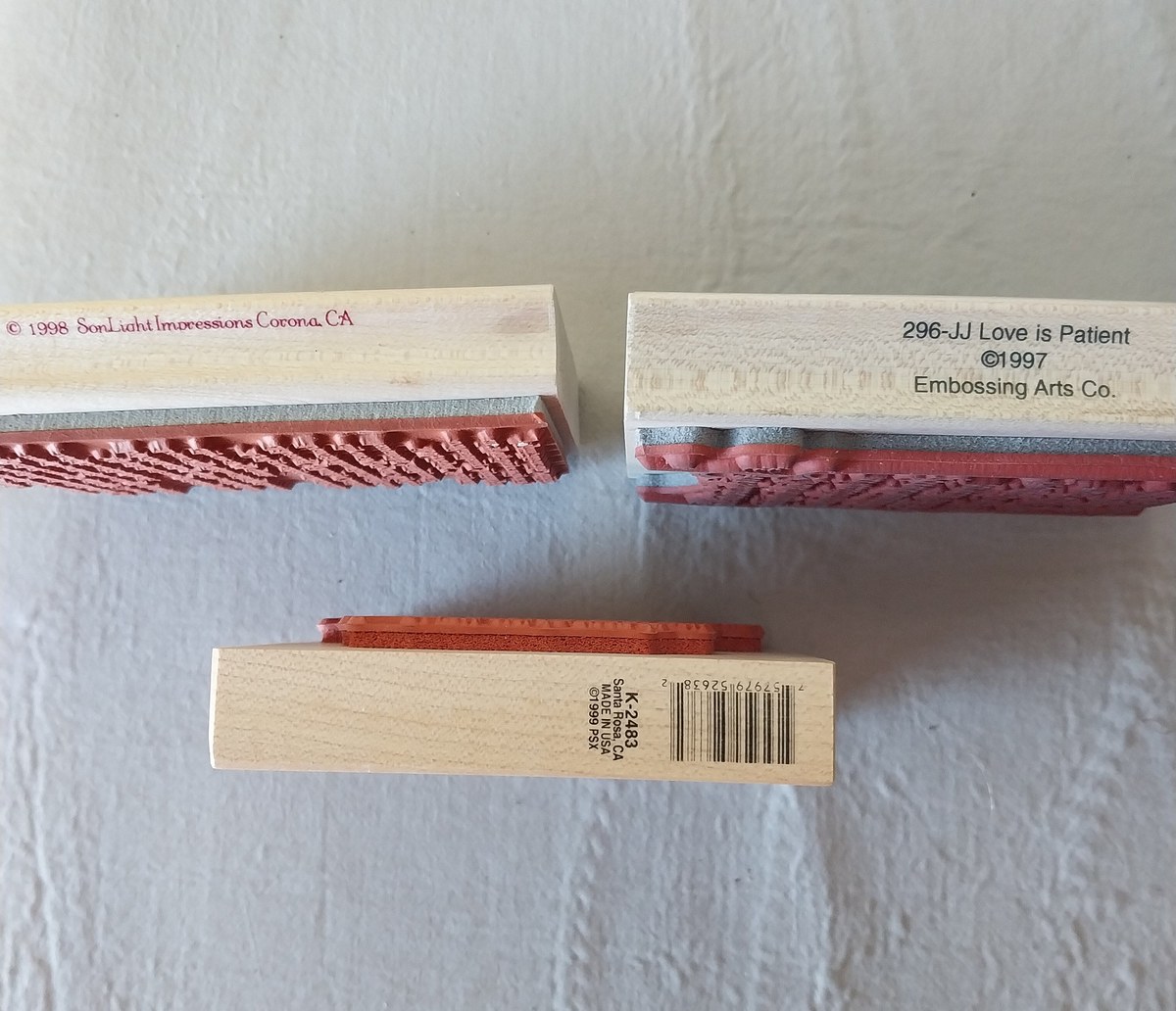 Encouraging messages, sayings, rubber stamps, wood blocks, view 2