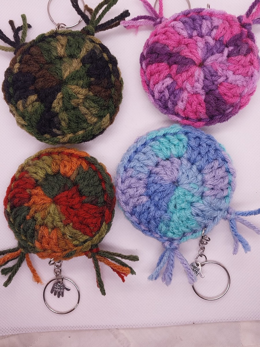 Whimsical Owl Charm: Handcrafted Crocheted Keychain", view 3