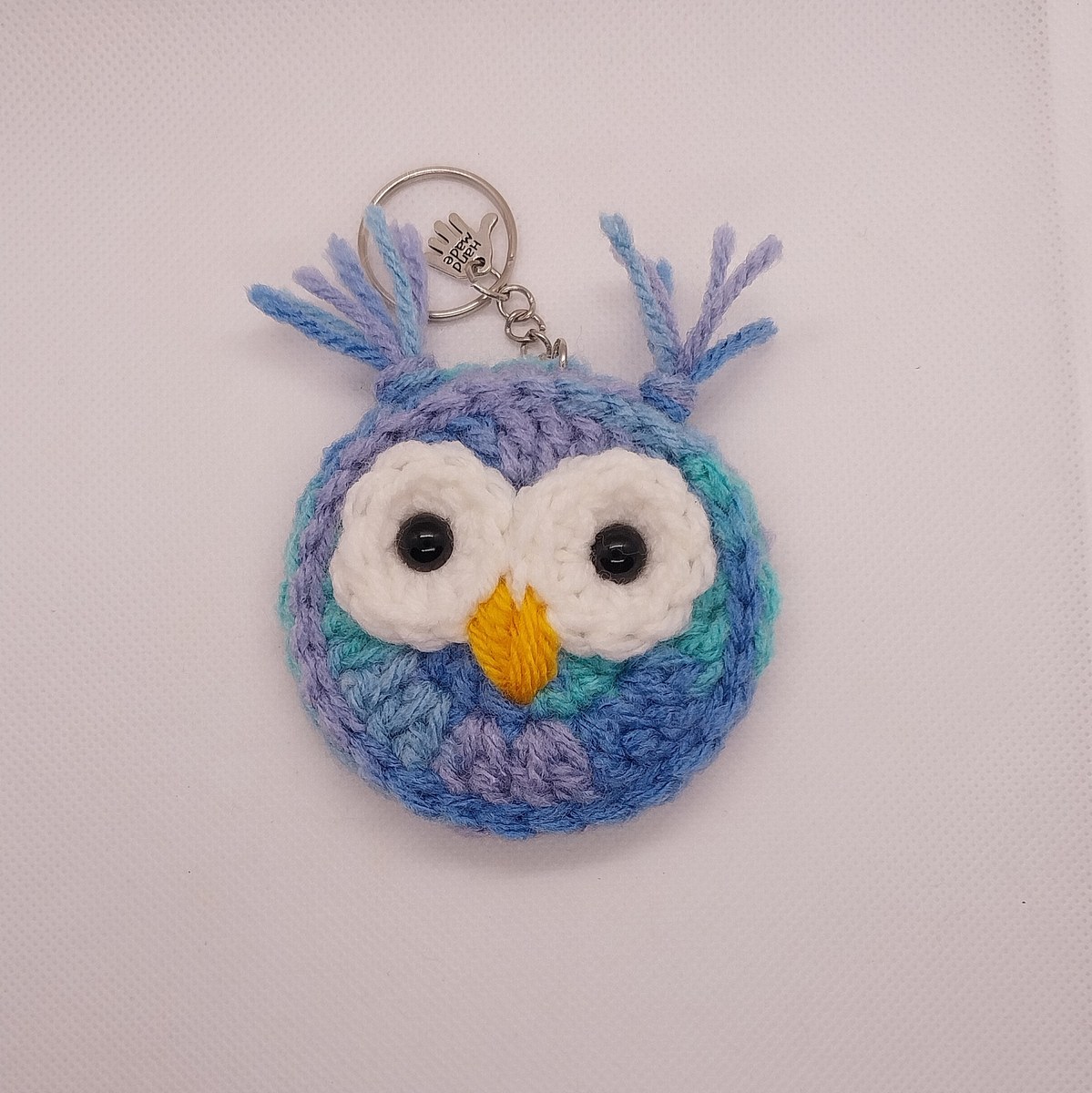 Whimsical Owl Charm: Handcrafted Crocheted Keychain", view 4