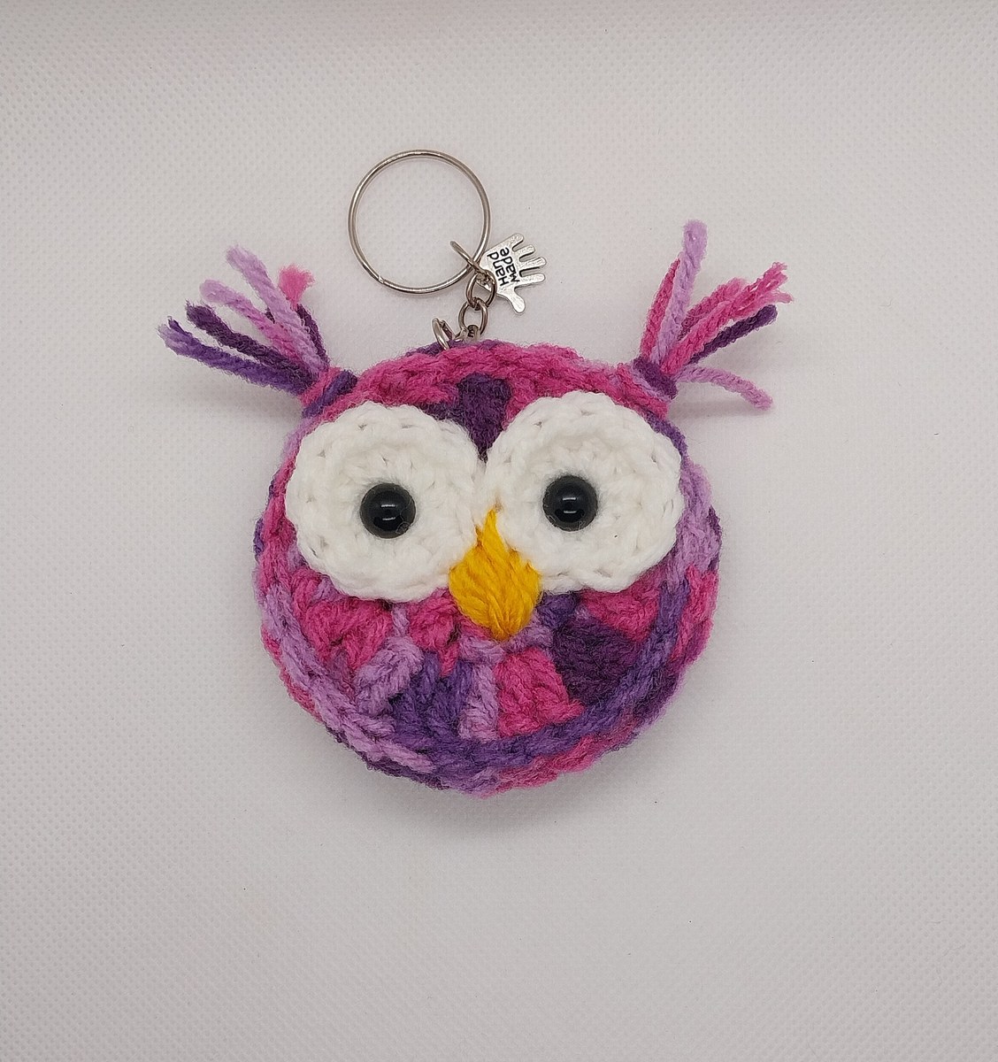 Whimsical Owl Charm: Handcrafted Crocheted Keychain", view 6