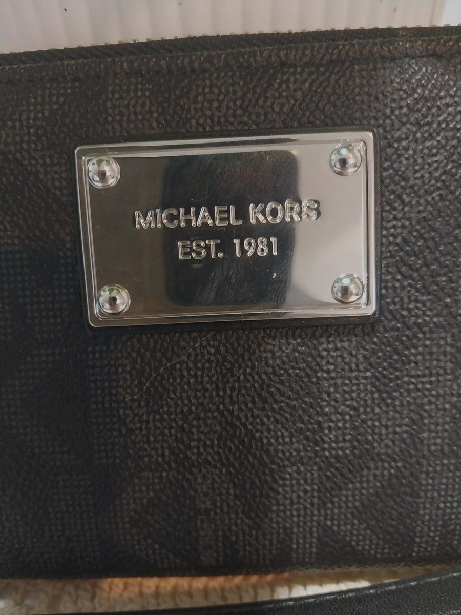 Vintage Michael Kors Wristlet Wallet: Black Monogram Canvas, Removable Strap, view 2