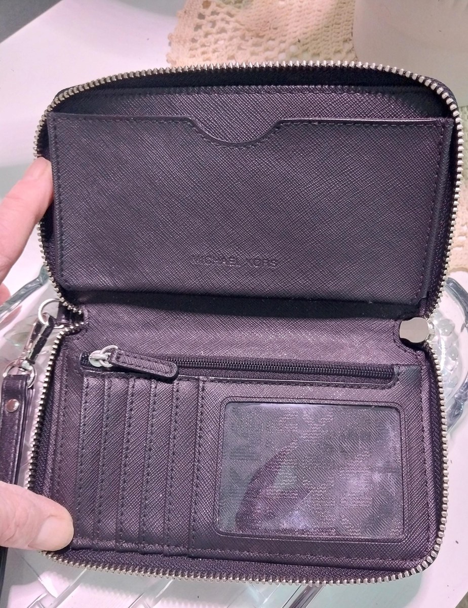 Vintage Michael Kors Wristlet Wallet: Black Monogram Canvas, Removable Strap, view 3