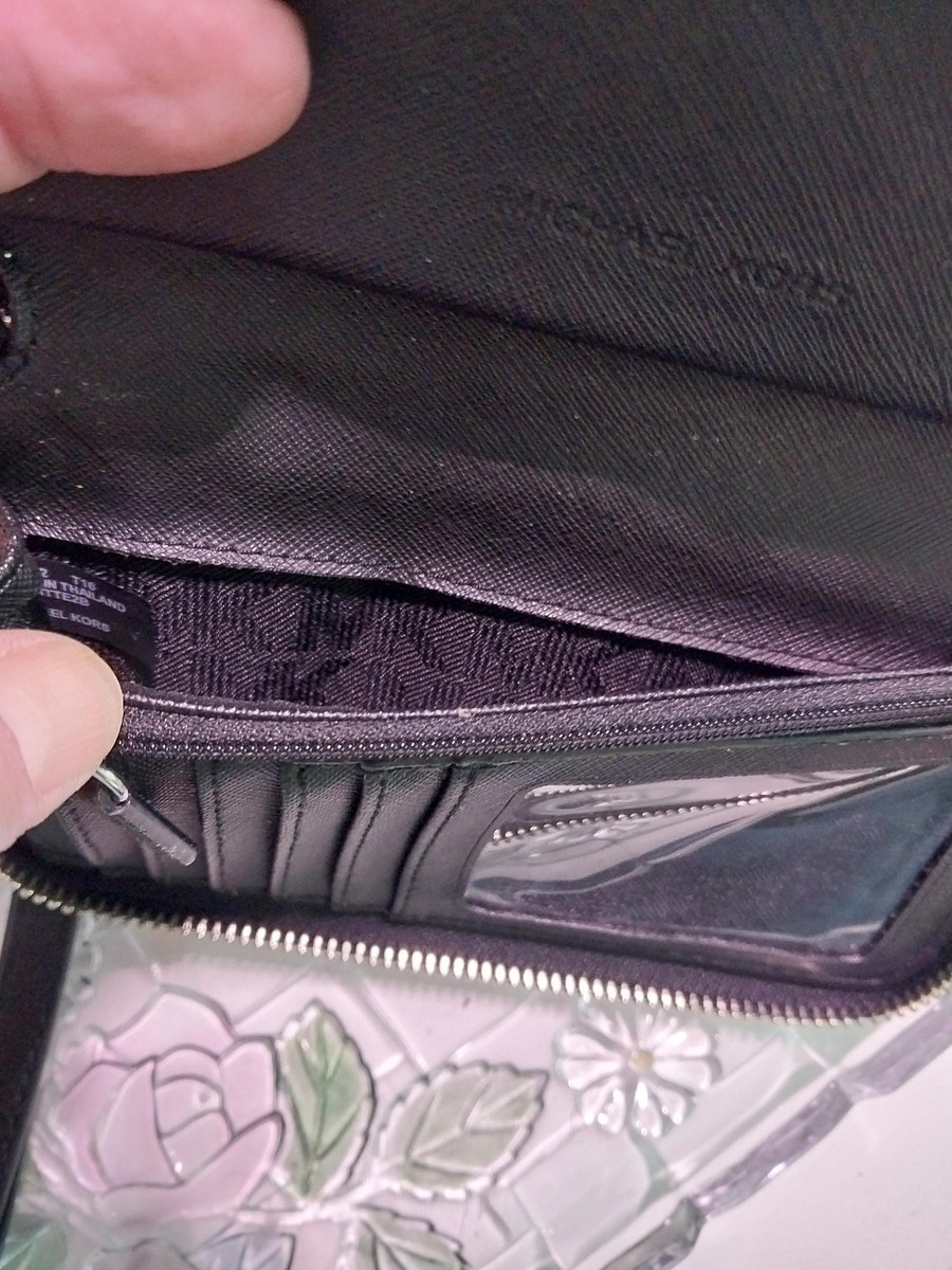 Vintage Michael Kors Wristlet Wallet: Black Monogram Canvas, Removable Strap, view 4