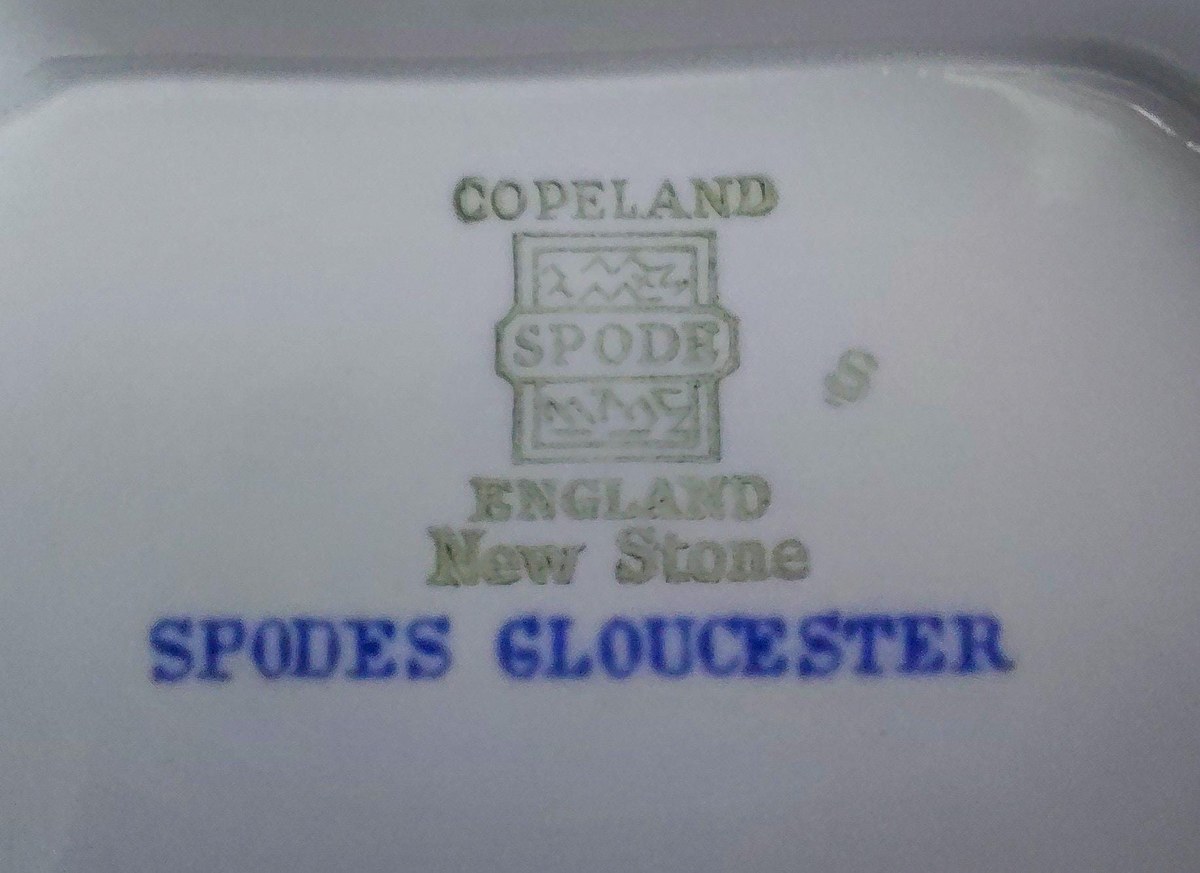 Vintage Spode Gloucester Blue Gravy Boat England Blue White Transferware Attached Underplate Chinoiserie Serving Piece, view 14