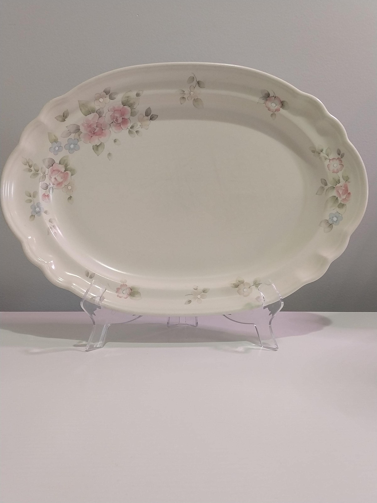 Vintage Pfaltzgraff Tea Rose Platter: 1980s Floral Stoneware