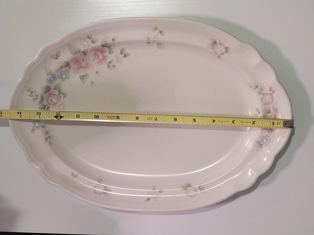 Vintage Pfaltzgraff Tea Rose Platter: 1980s Floral Stoneware, view 6