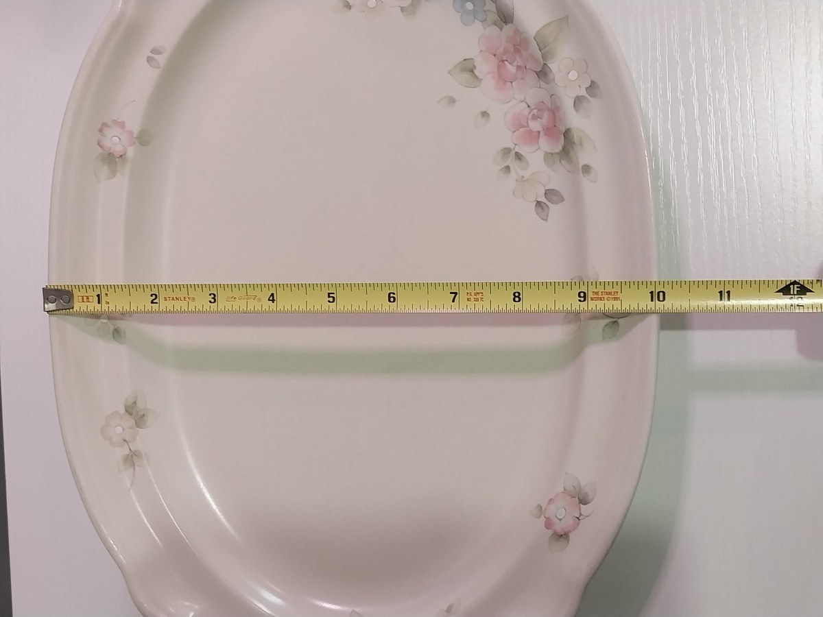 Vintage Pfaltzgraff Tea Rose Platter: 1980s Floral Stoneware, view 7