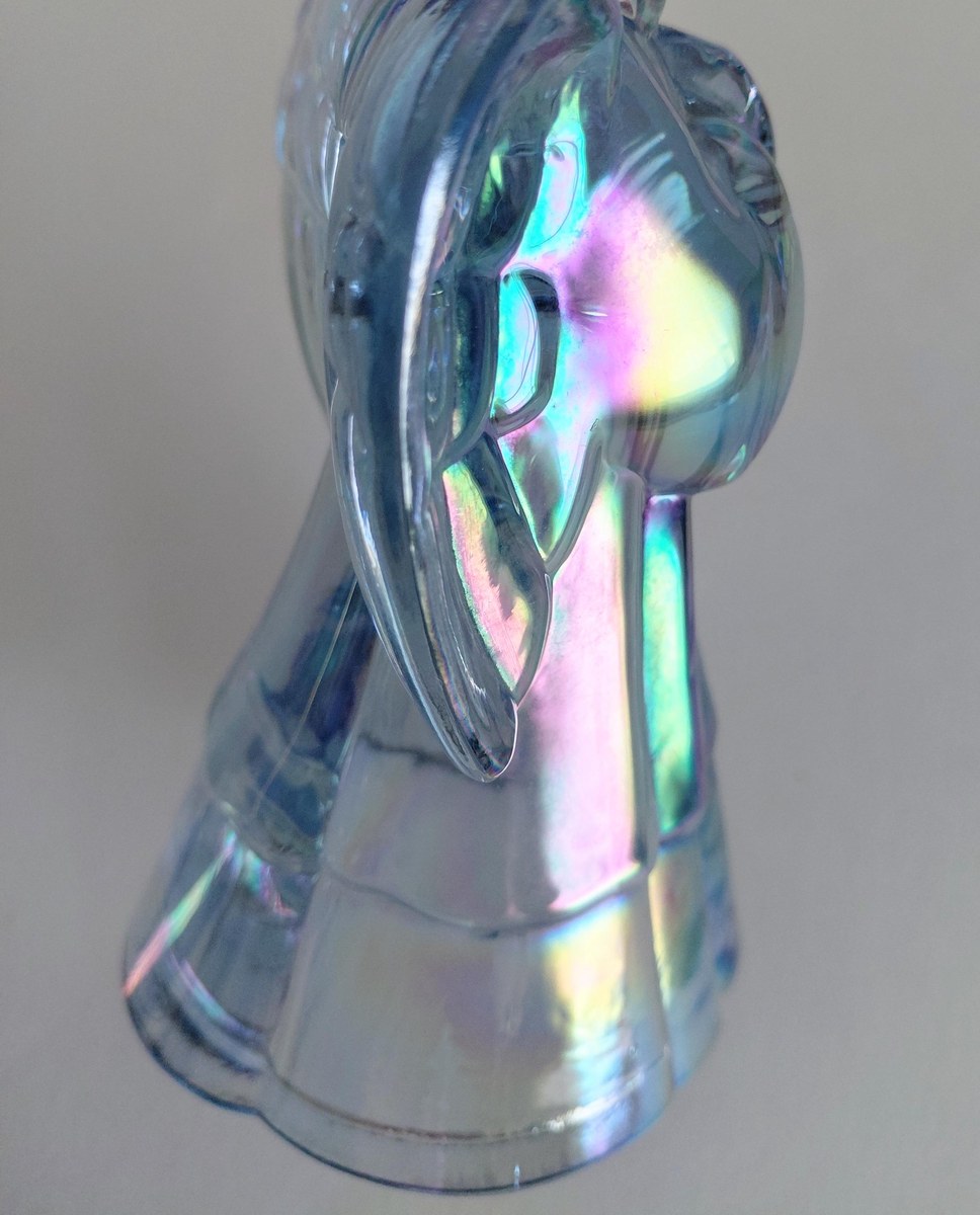 Fenton Angel Set Boy Girl Iridescent Glass Pair 6 Inch Vintage Carnival Art Glass, view 4