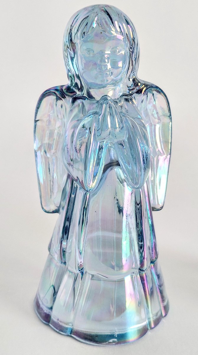 Fenton Angel Set Boy Girl Iridescent Glass Pair 6 Inch Vintage Carnival Art Glass, view 6