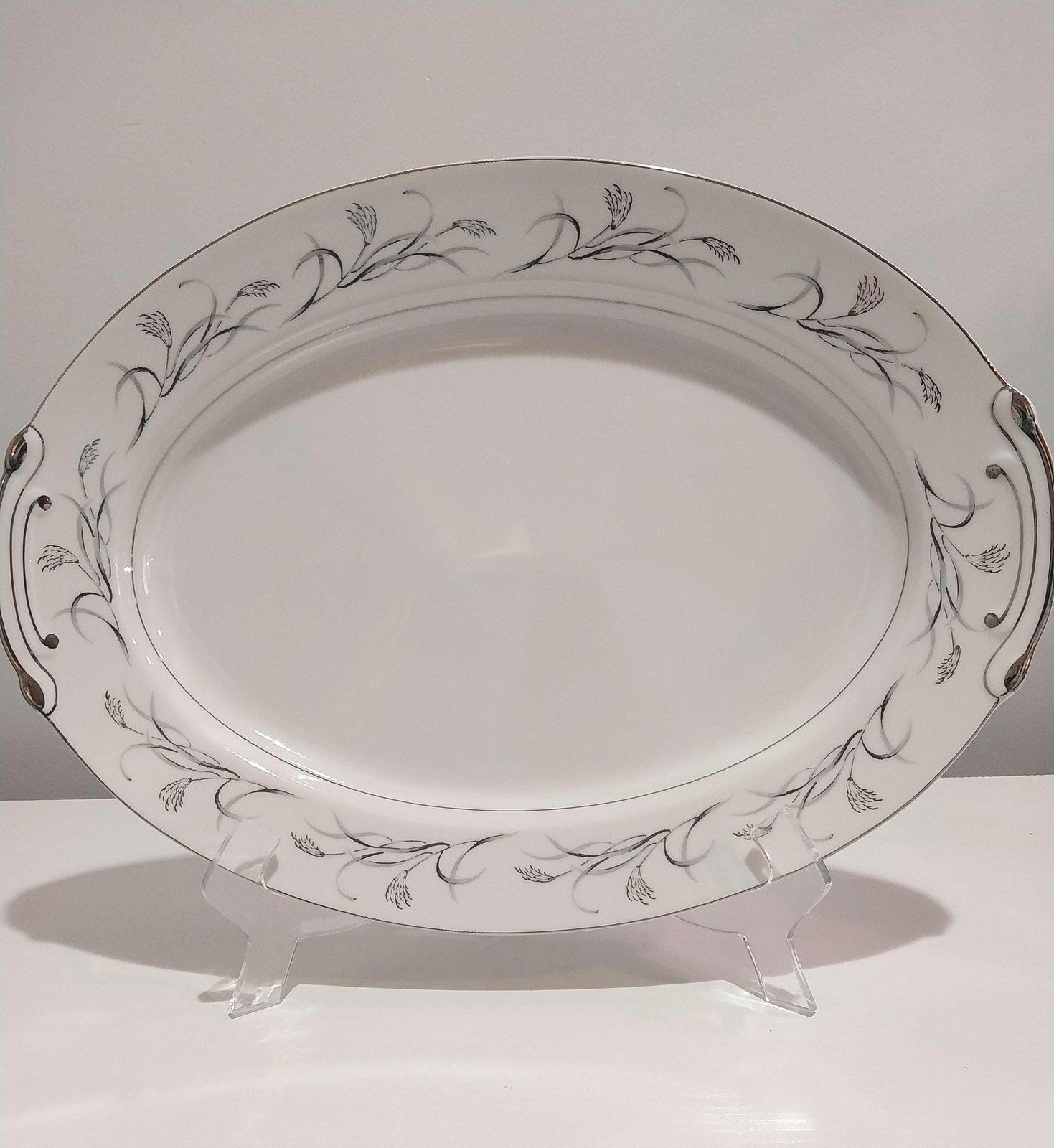Vintage Harmony House China Platter: Platinum Garland Floral Serving Plate