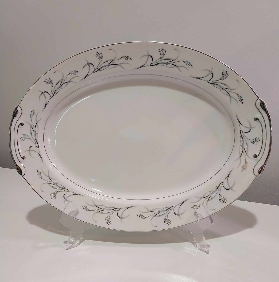 Vintage Harmony House China Platter: Platinum Garland Floral Serving Plate, view 10