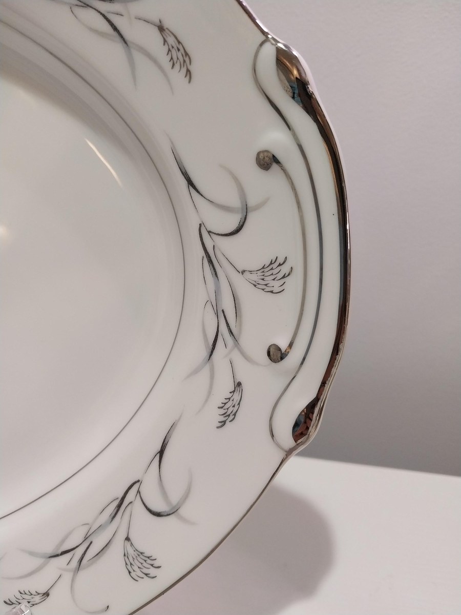Vintage Harmony House China Platter: Platinum Garland Floral Serving Plate, view 3