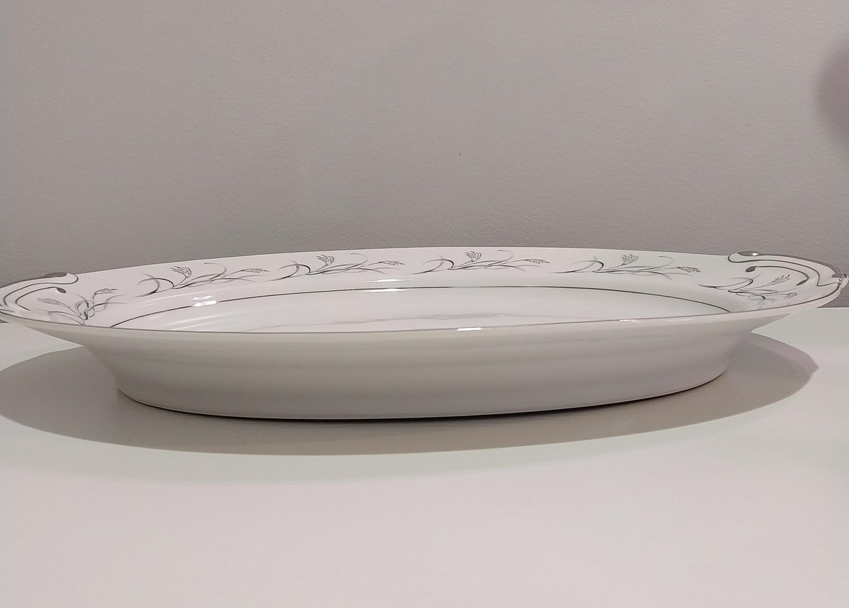 Vintage Harmony House China Platter: Platinum Garland Floral Serving Plate, view 4