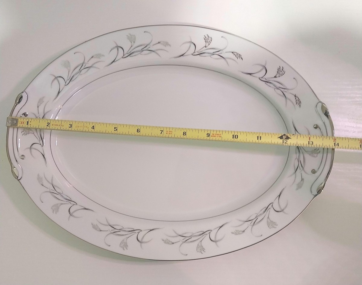 Vintage Harmony House China Platter: Platinum Garland Floral Serving Plate, view 5