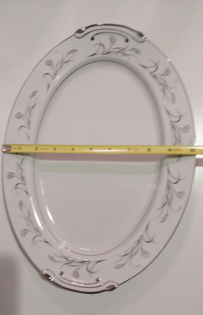 Vintage Harmony House China Platter: Platinum Garland Floral Serving Plate, view 6