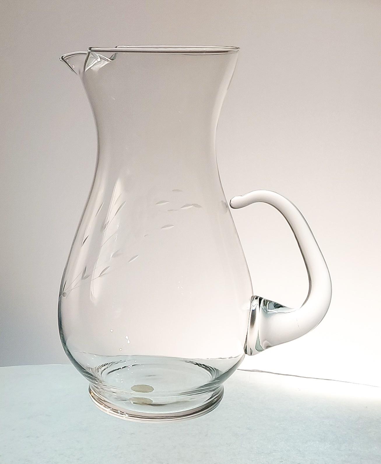 Vintage Princess House Heritage 64 Oz Ice Lip Pitcher w/ Original Box #459 Etched Crystal Iced Tea Water Pitcher 1970s