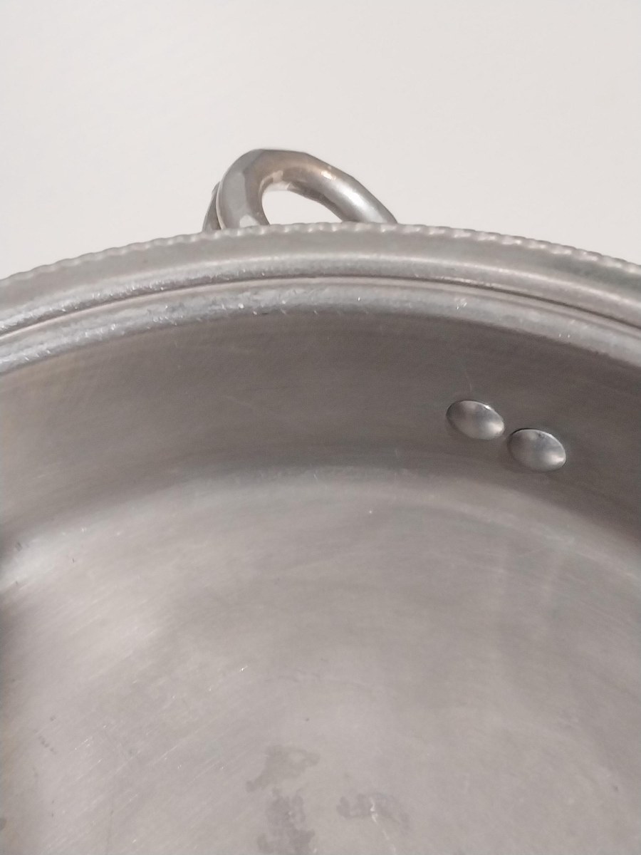 Vintage Cromwell Aluminum Serving Bowl with Lid: Hand Wrought Fruit Motif, view 10
