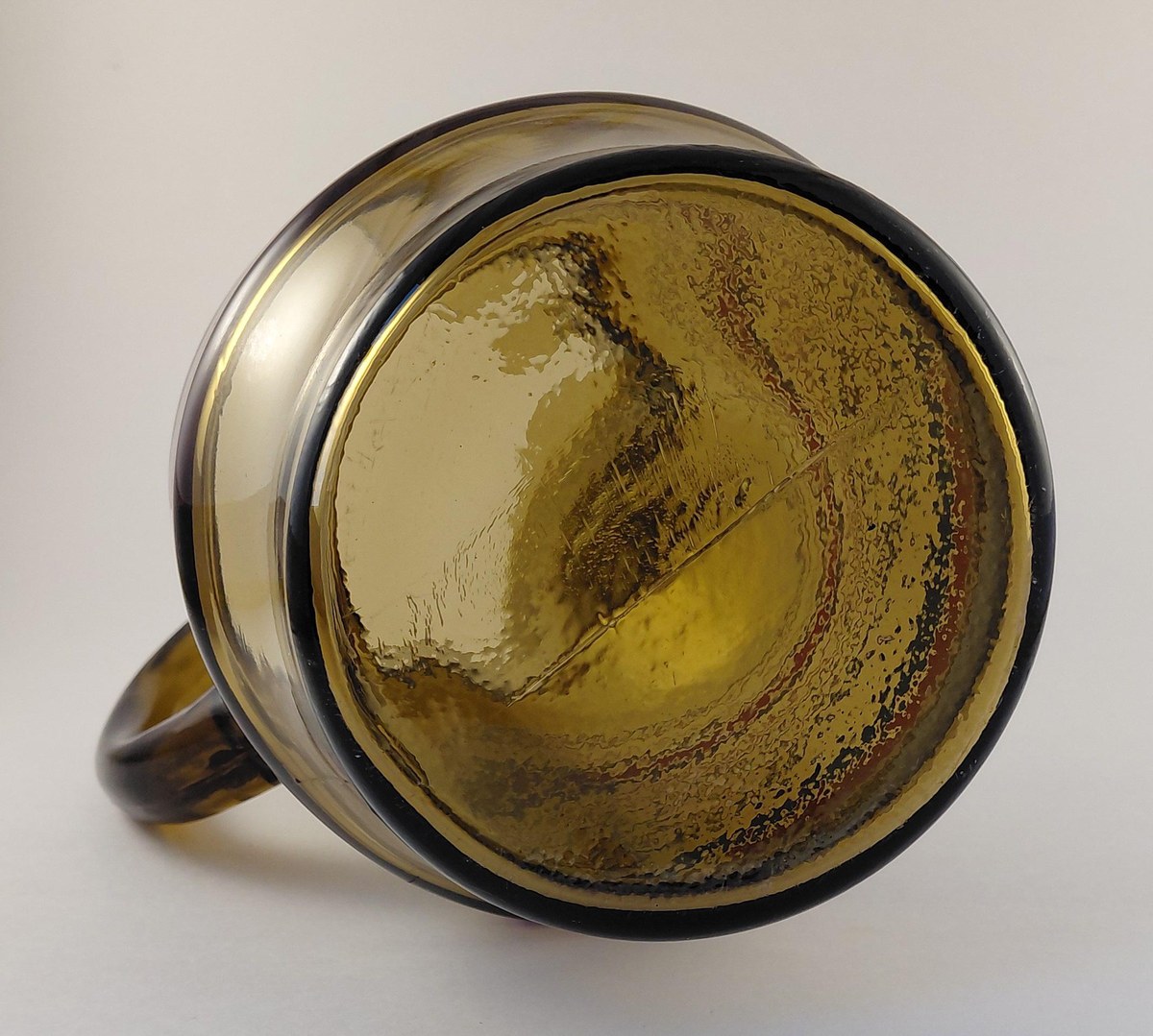 Vintage Anchor Hocking Smoked Brown Glass Pitcher 80 oz 1970s Retro Stripe Ice Lip Red Blue Yellow Juice Tea Water Jug, view 12