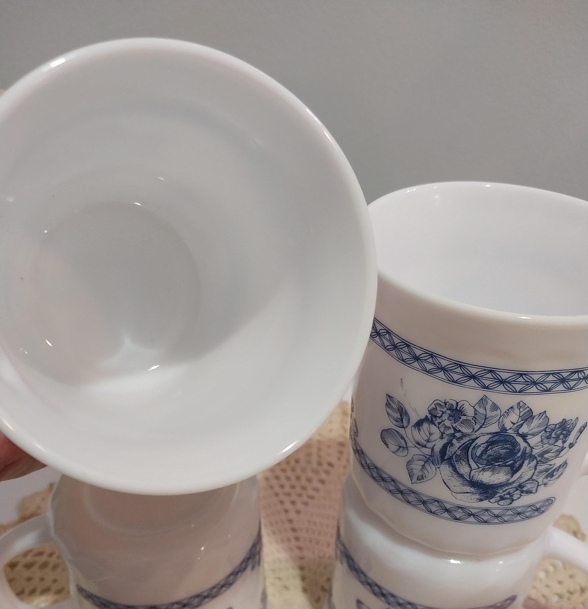 Vintage Arcopal Honorine Coffee Cups - Set of 4 French Opaline Glass, view 6