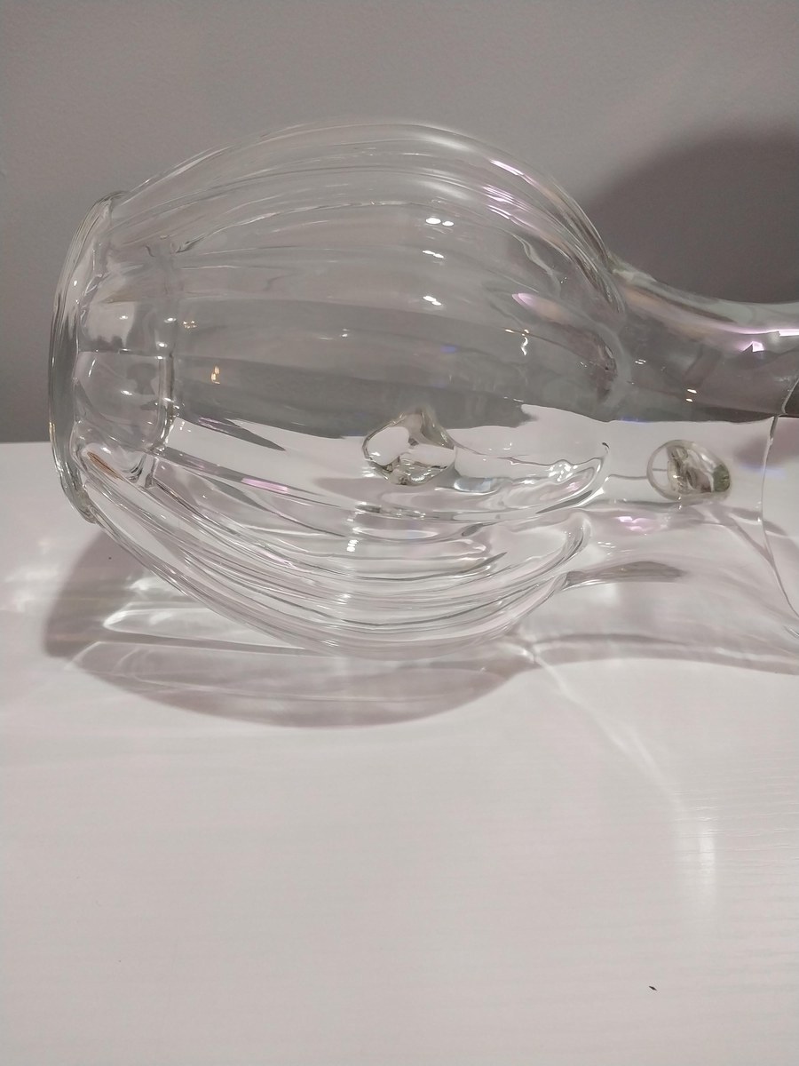 Mid-Century Modern Ribbed Glass Pitcher: 76 oz Retro Barware, view 4