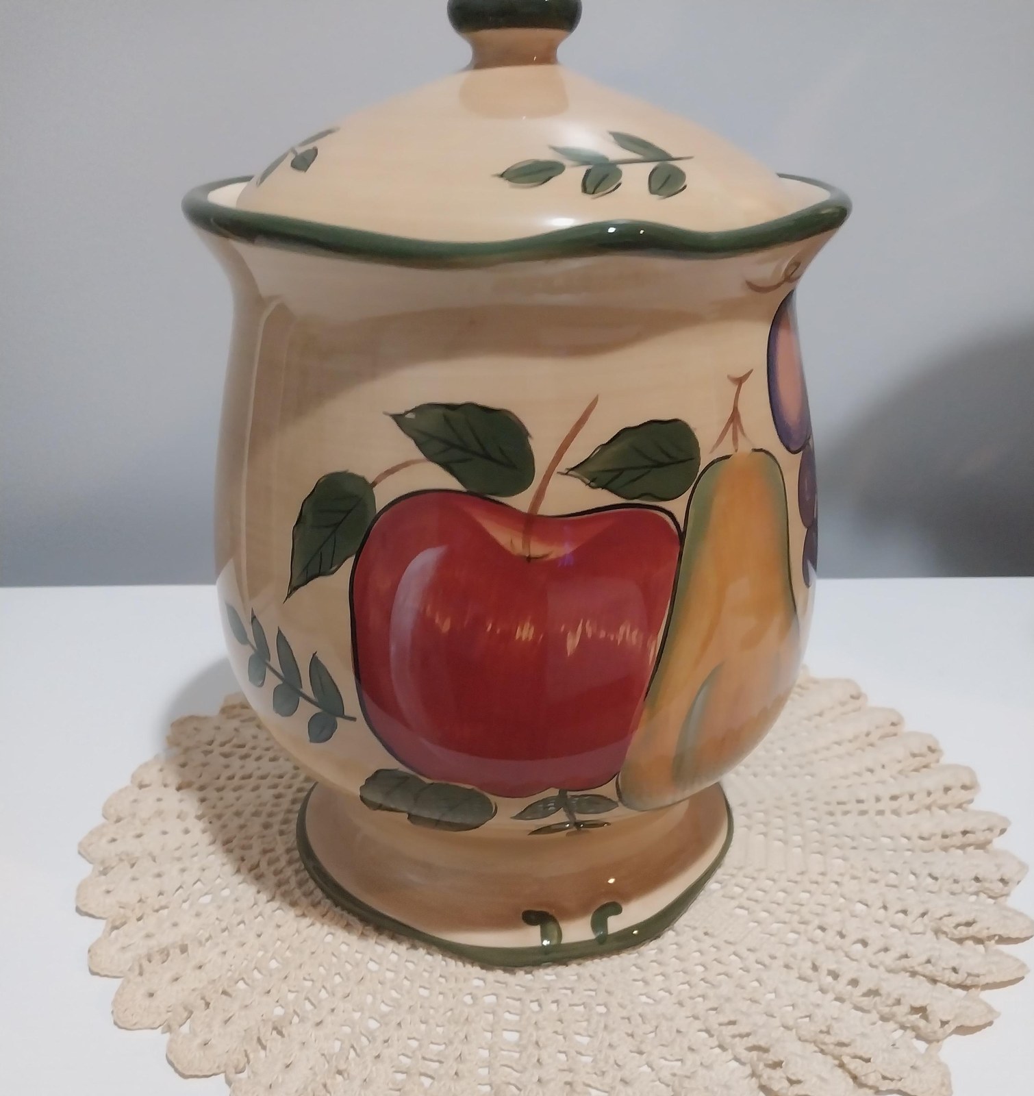 Home Trends Granada Ceramic Canister: Large Hand-Painted Fruit Jar