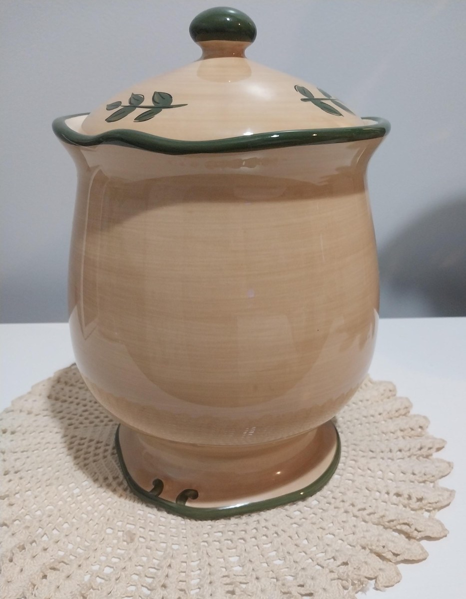 Home Trends Granada Ceramic Canister: Large Hand-Painted Fruit Jar, view 5