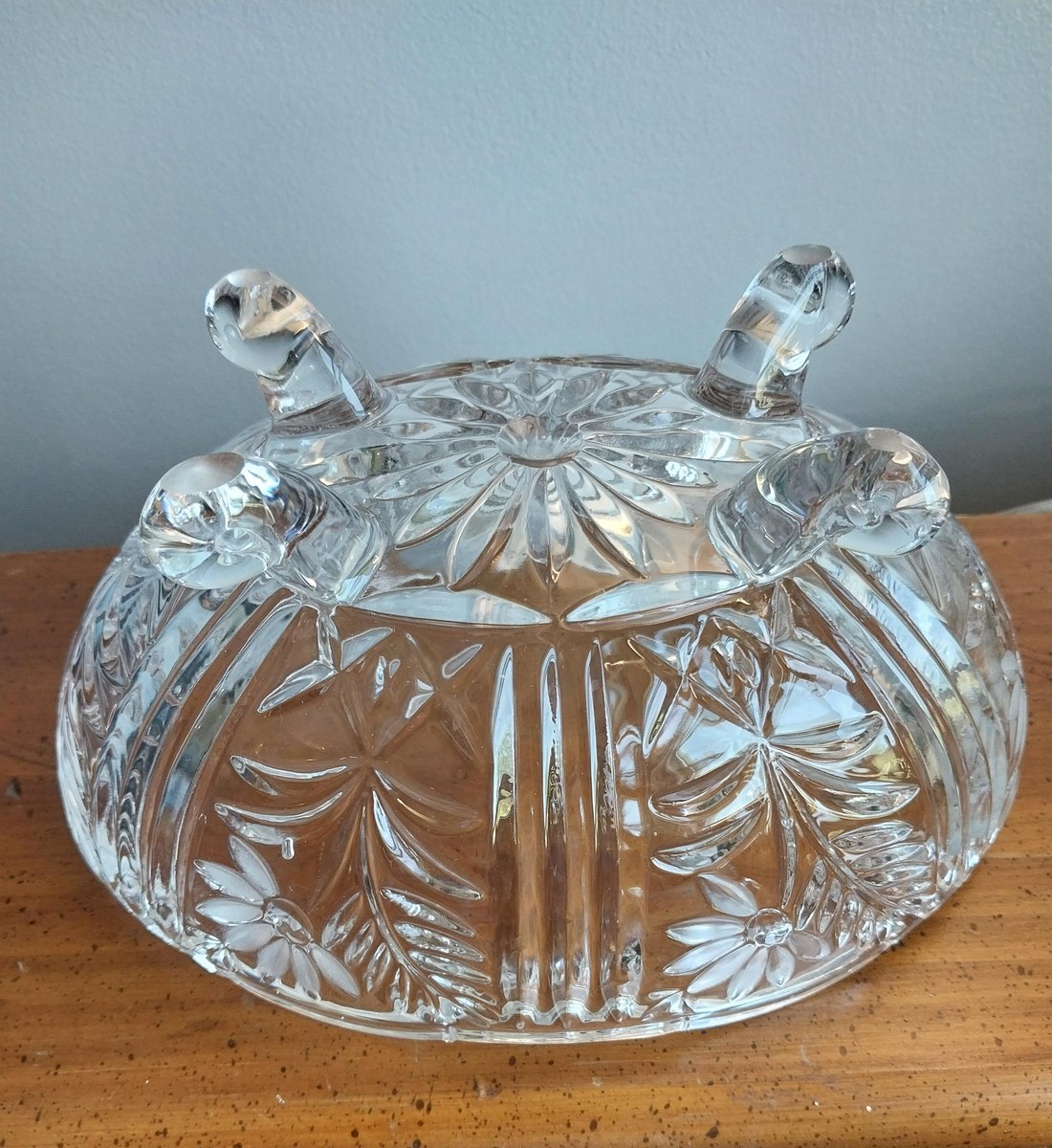 Vintage Crystal Clear Industries Bowl: 24% Lead Crystal Footed Oval Dish, view 9