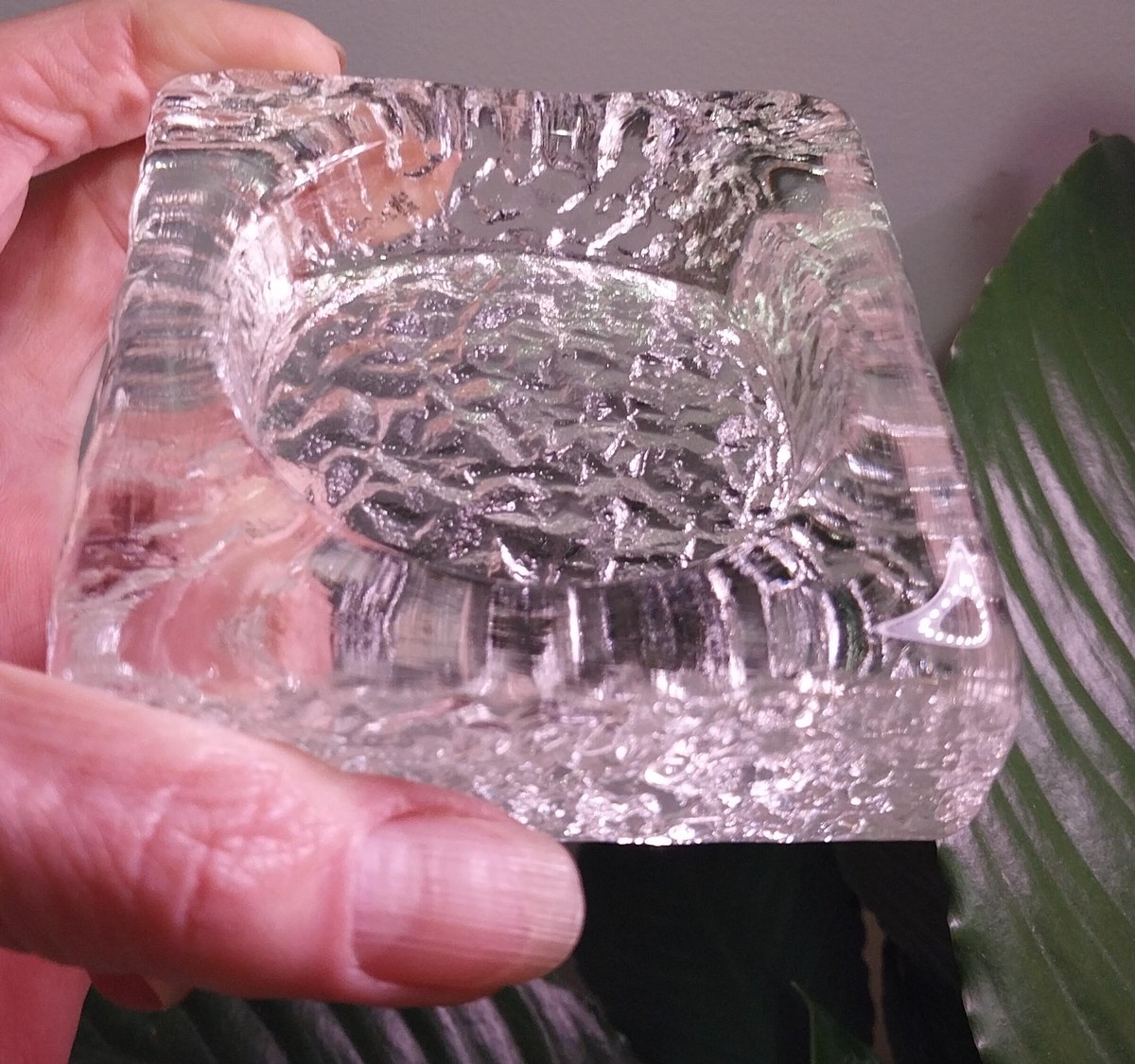 Vintage Orrefors Icecube Bowl: Mid-Century Modern Art Glass by John Selbing, view 2